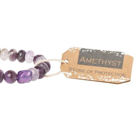 Scout Amethyst Stone of Protection bracelet shown stacked on the wrist