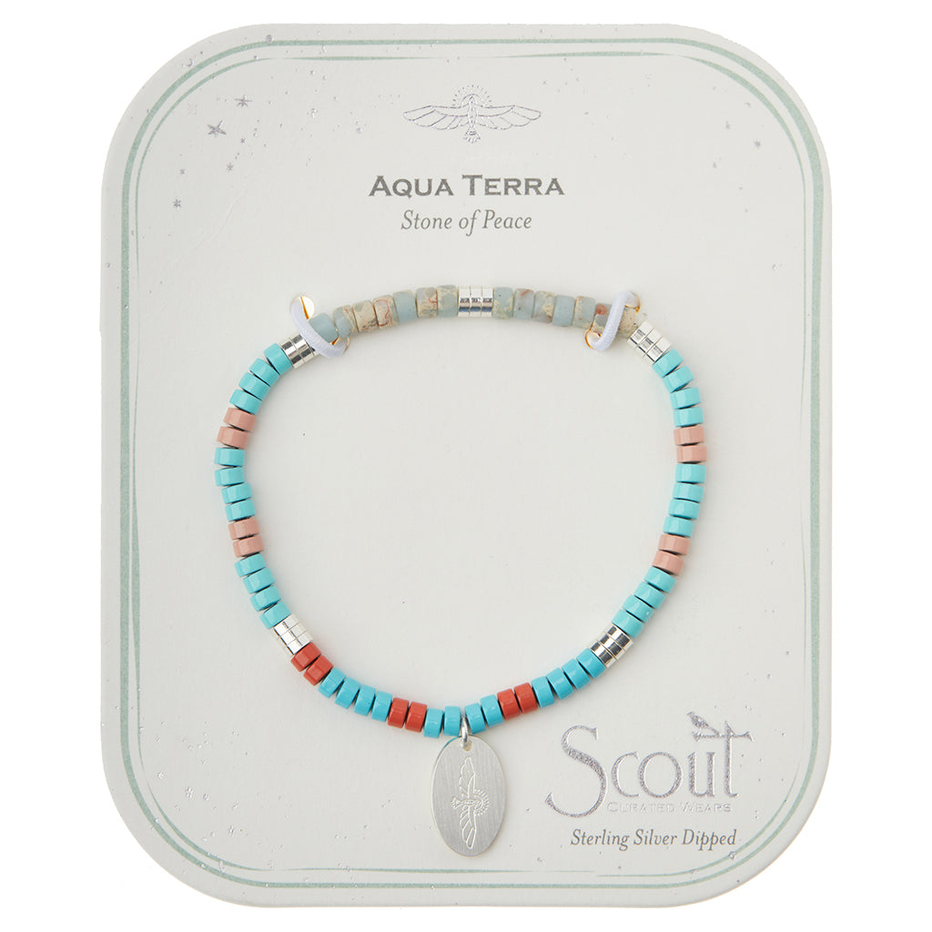 Scout Aqua Terra Charm Bracelet displayed on Stone of Peace story card