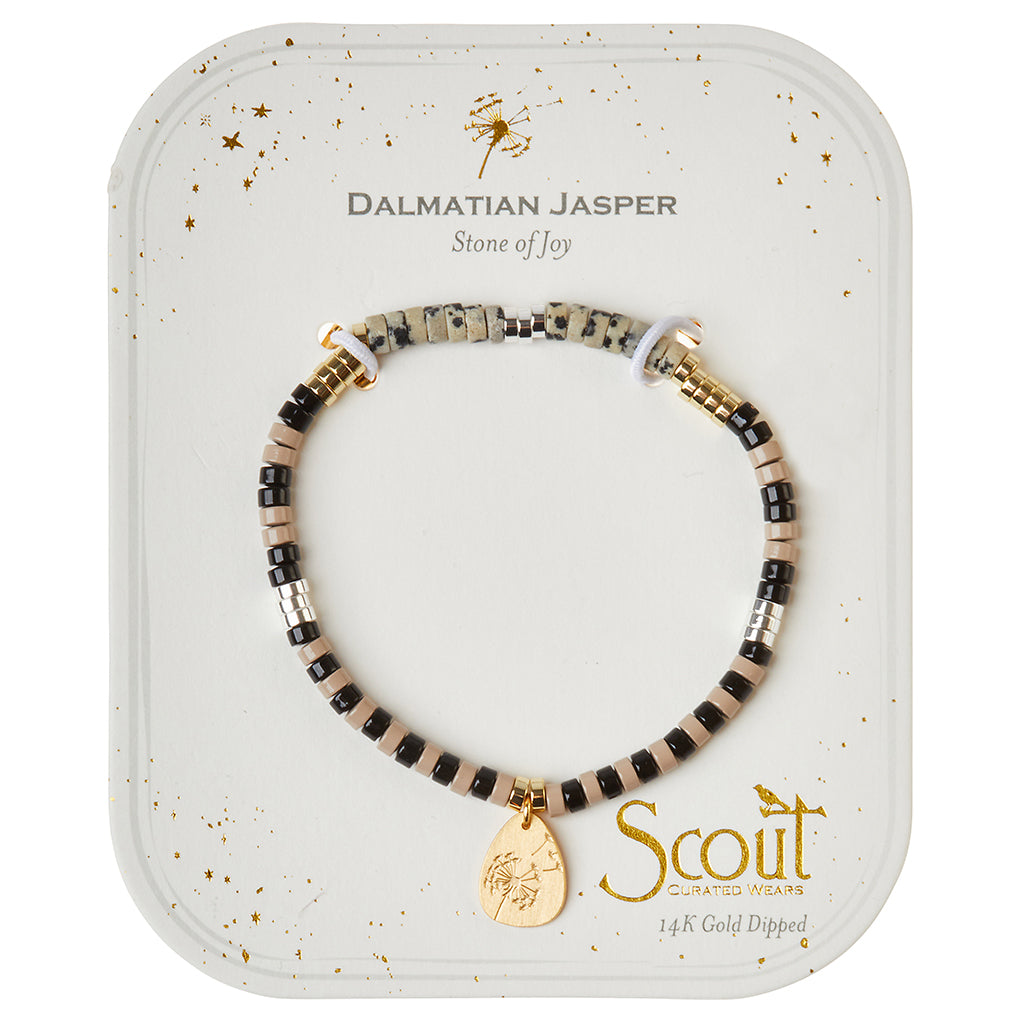 Scout Dalmation Jasper Charm Bracelet displayed on Stone of Joy story card