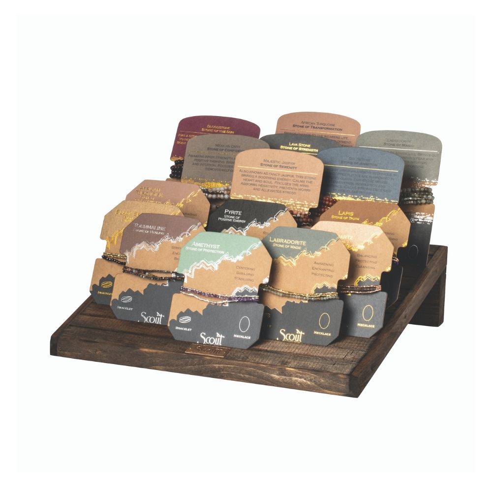 Scout Kambaba Jasper wrap on Stone of Tranquility story card display