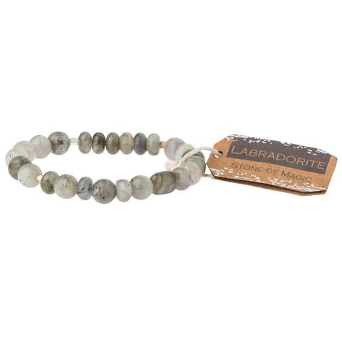Scout Labradorite stackable bracelet in iridescent blue-flash gemstone beads, Stone of Magic