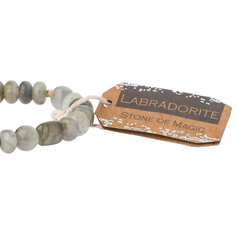 Scout Labradorite Stone of Magic bracelet shown stacked on the wrist