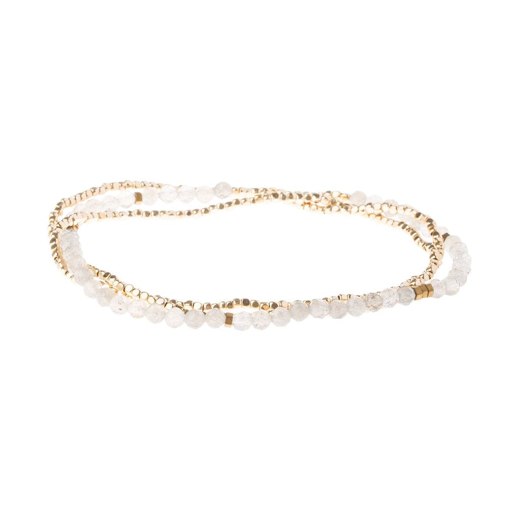 Scout delicate Labradorite wrap in faceted iridescent blue-flash stone beads, Stone of Magic