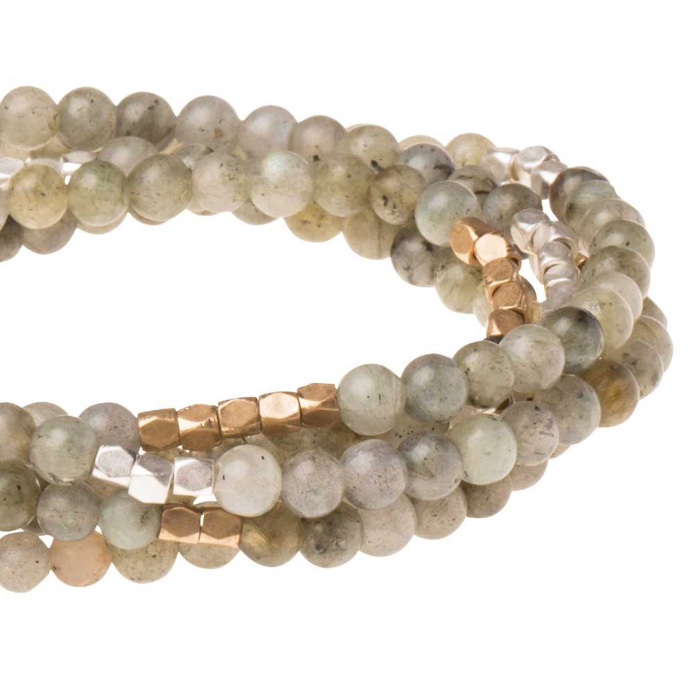 Scout Labradorite Stone of Magic wrap close detail of iridescent gemstone beads