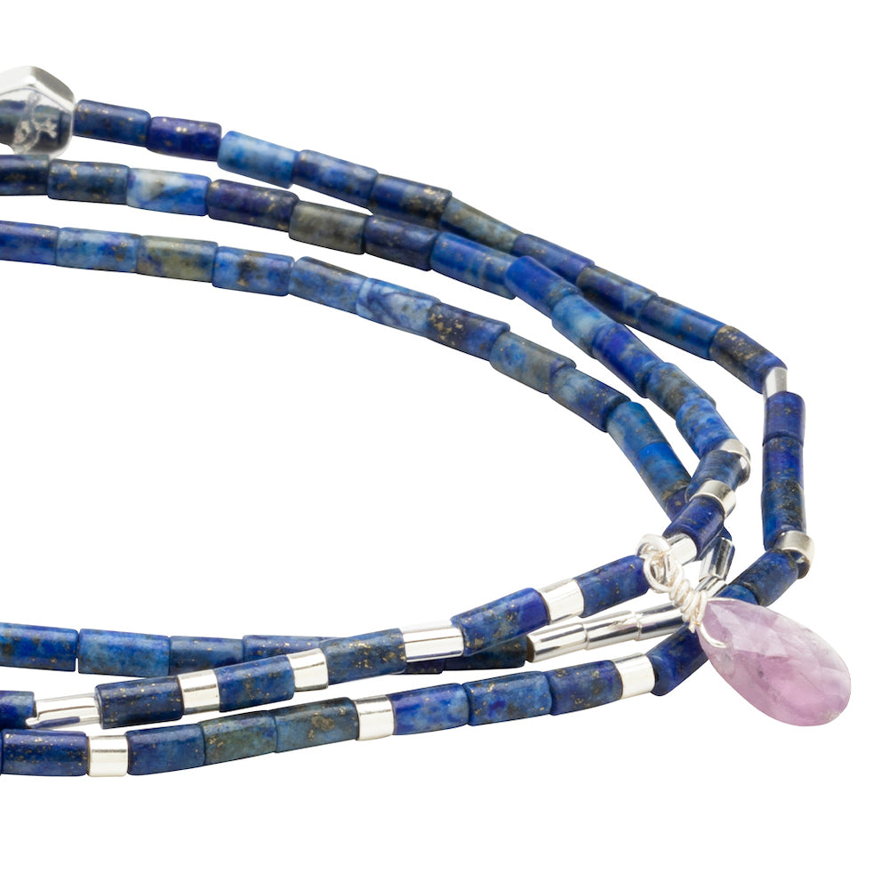 Scout Teardrop Wrap in Lapis and Amethyst, Stone of Clarity, full product view