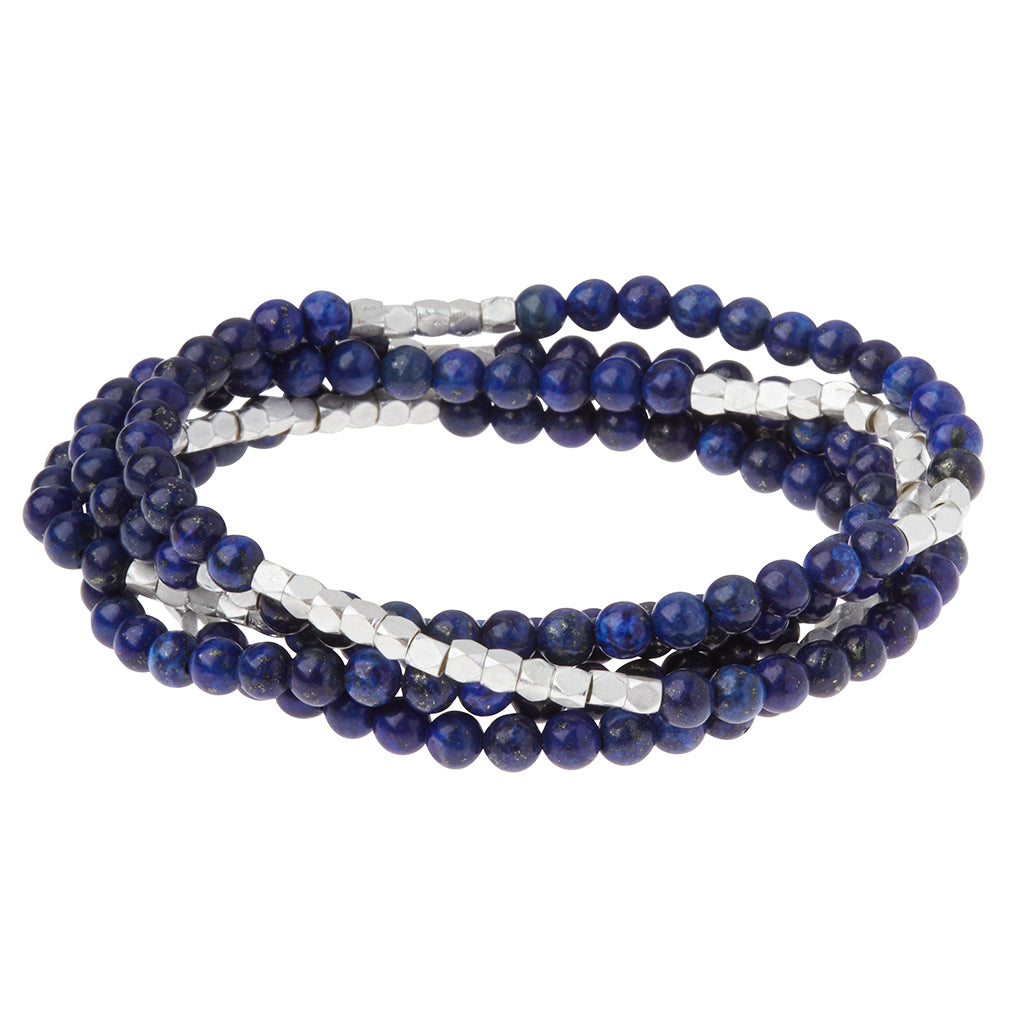 Scout Lapis Lazuli wrap bracelet in deep blue stone with gold pyrite flecks, Stone of Truth