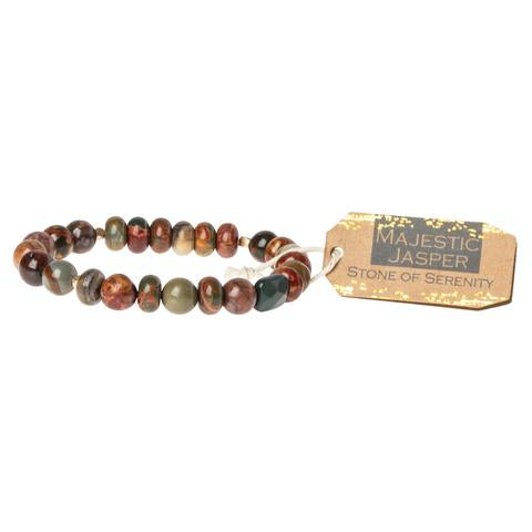 Scout Majestic Jasper stackable bracelet in earth-toned brown and cream stone beads, Stone of Serenity