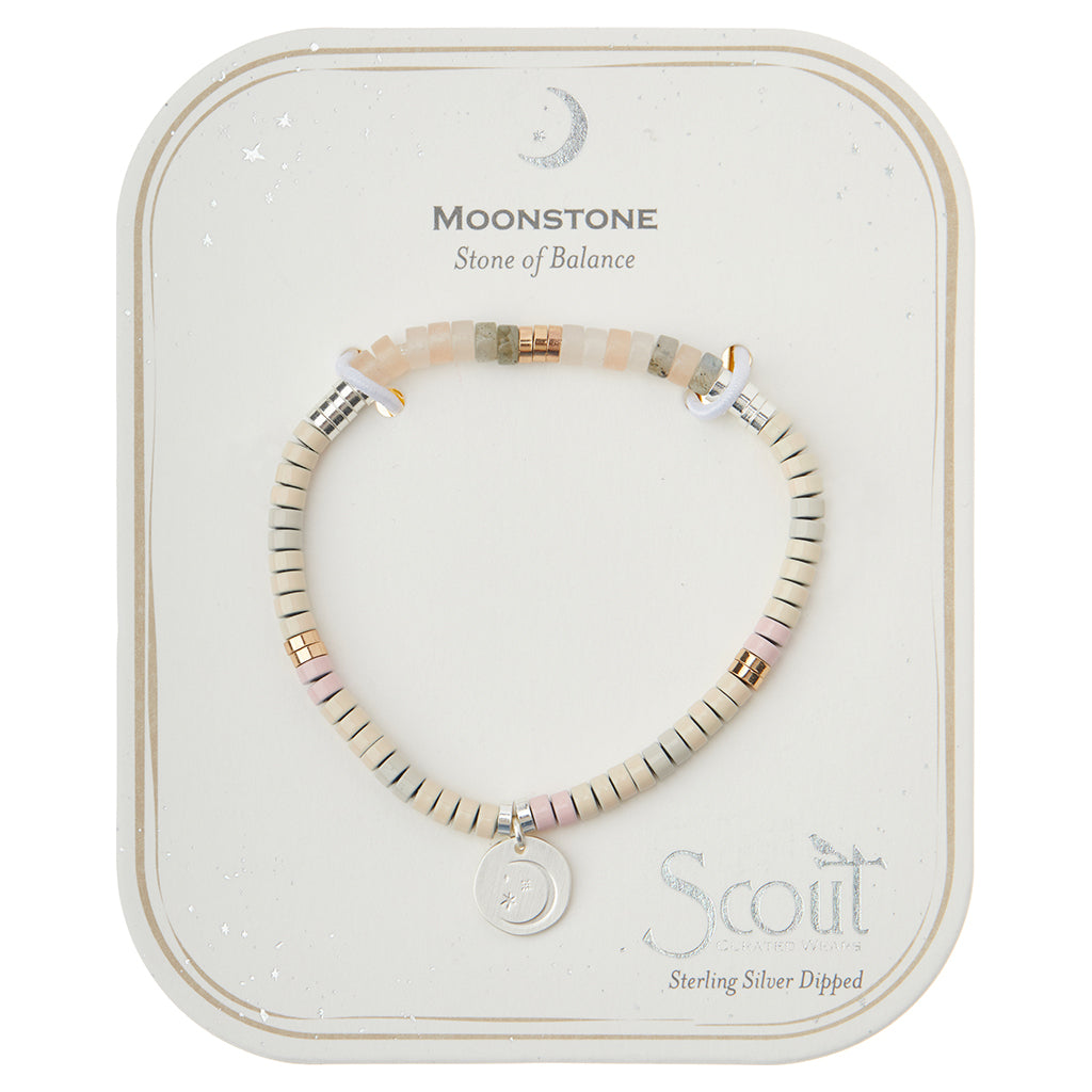 Scout Moonstone Charm Bracelet displayed on Stone of Balance story card
