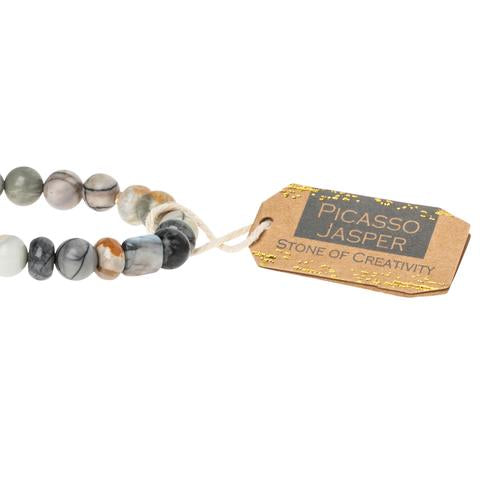 Scout Picasso Jasper Stone of Creativity bracelet shown stacked on the wrist