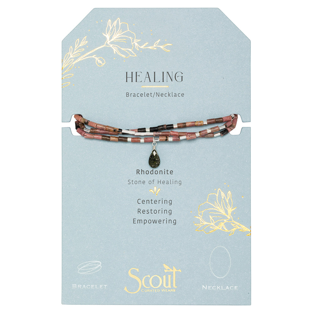 Scout Teardrop Wrap in Rhodonite and Pyrite, Stone of Healing, full product view