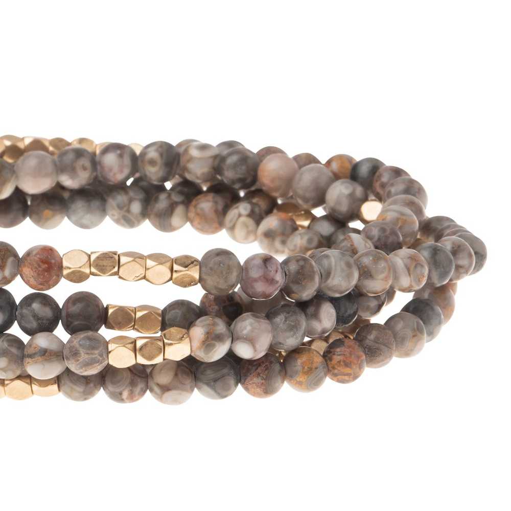Scout Rhyolite wrap close detail of multicolor patterned gemstone beads