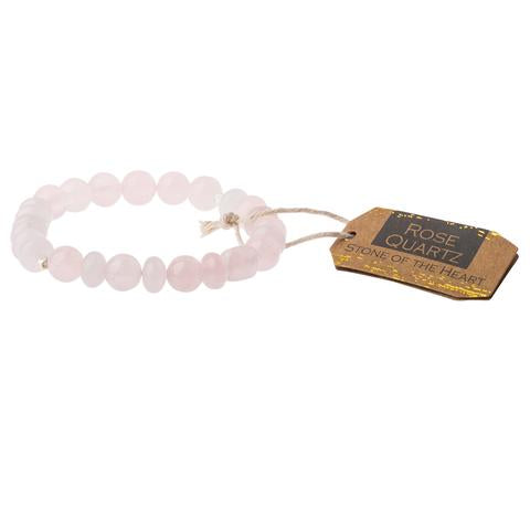 Scout Rose Quartz stackable bracelet in soft pink translucent stone beads, Stone of the Heart
