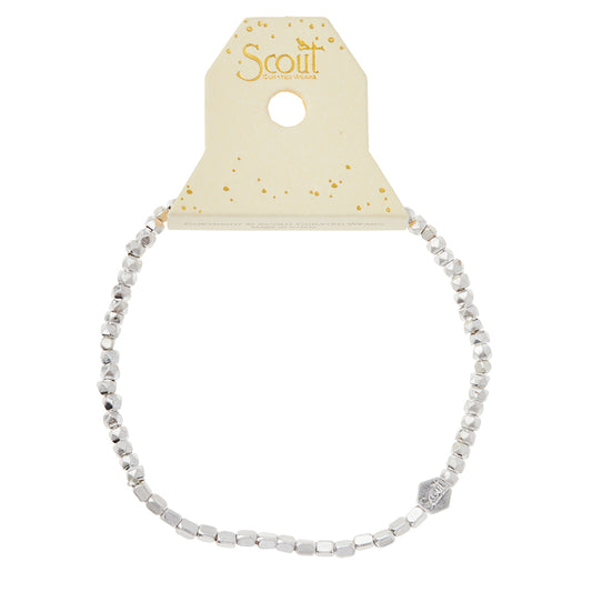 Scout Silver Mini Metal Stacking Bracelet displayed on Scout brand card