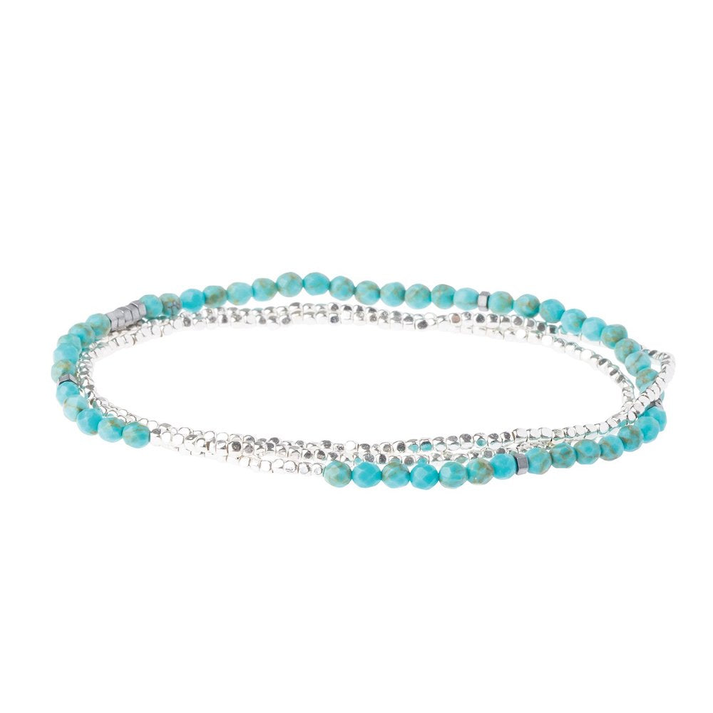 Scout delicate Turquoise wrap in faceted blue-green stone beads, Stone of the Sky