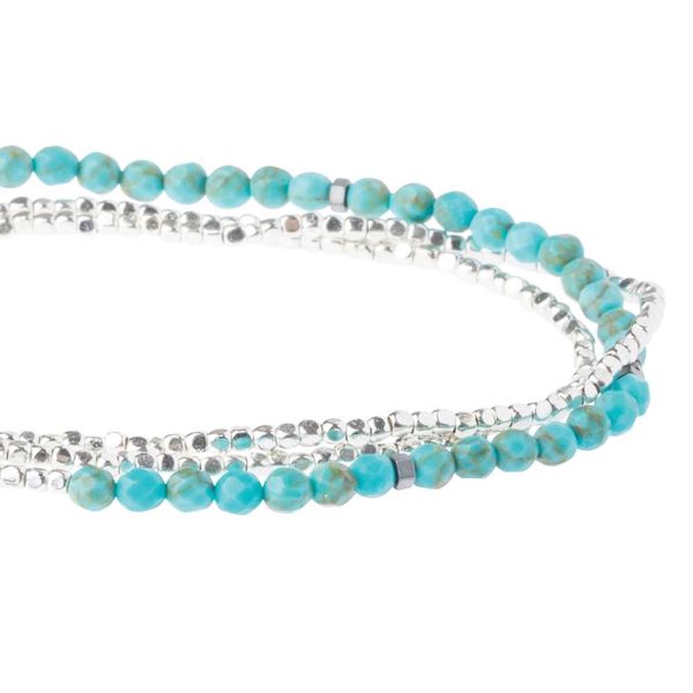 Scout delicate Turquoise wrap close detail of faceted blue-green gemstone beads